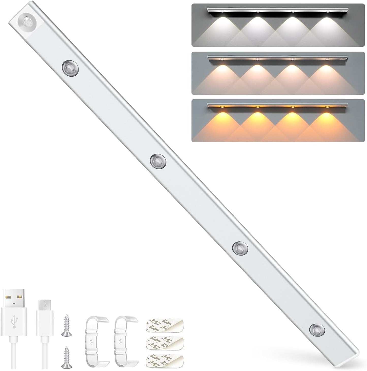 Luz LED Blanca Recargable Con Sensor Movimiento 60CM