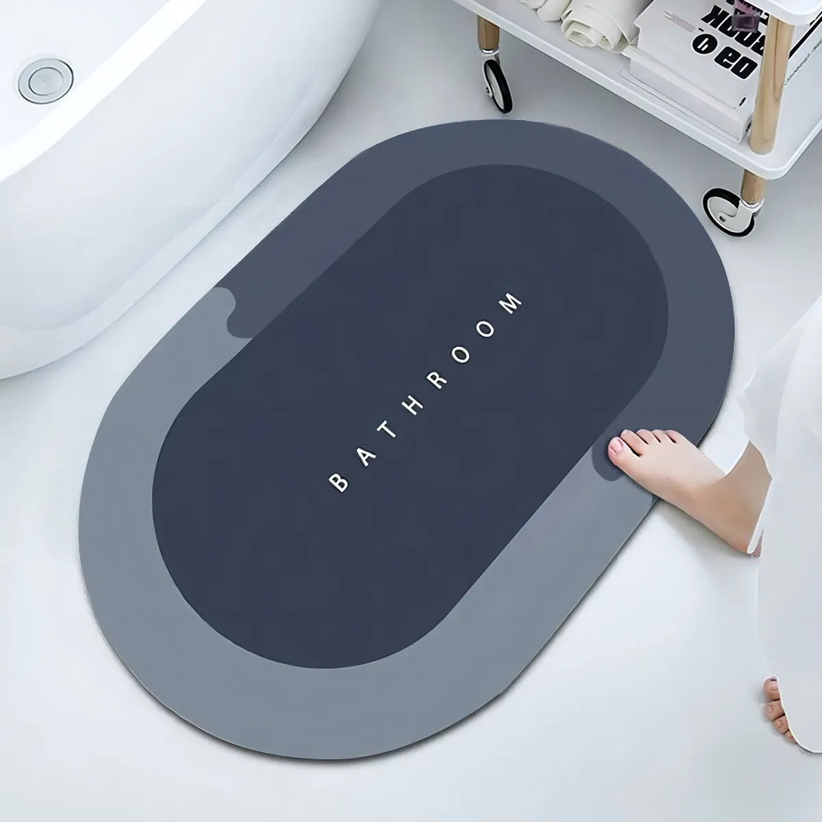 Alfombra de ducha súper absorbente ovalada