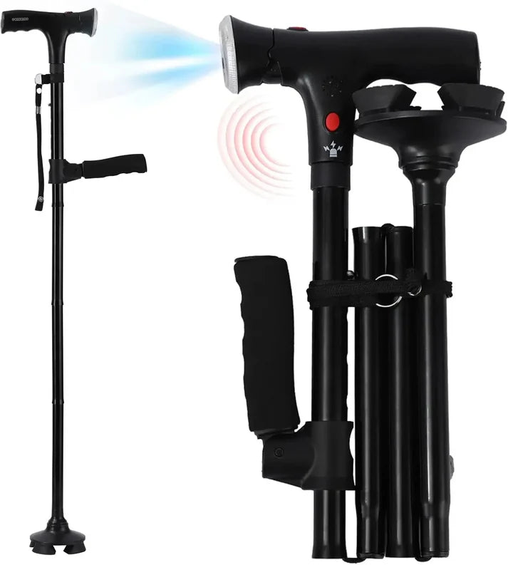Bastón Plegable con Luz LED – Seguridad y Comodidad en Cada Paso
